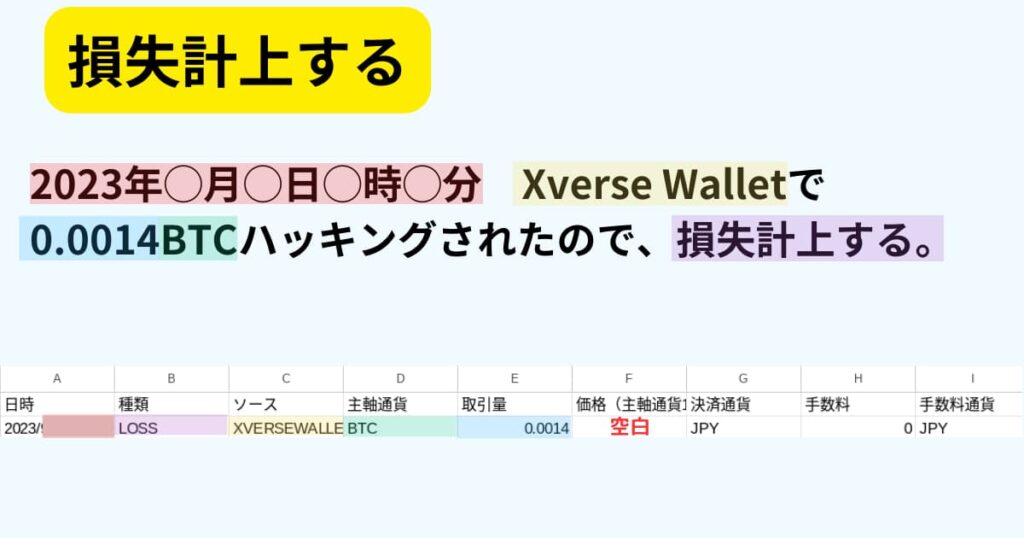 クリプタクト　損失計上する。