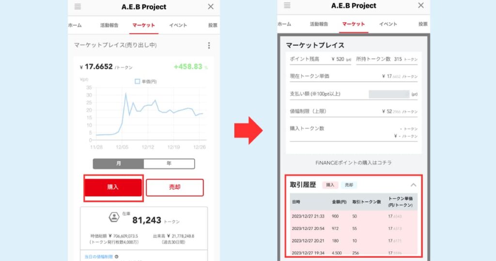 FiNANCiE　トークンを送る③