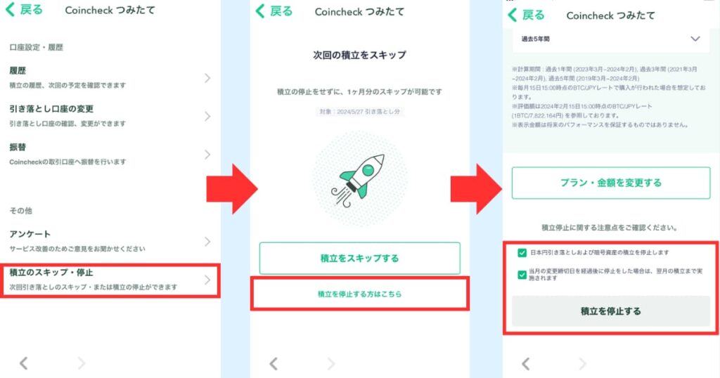 コインチェック　積立　中止②
